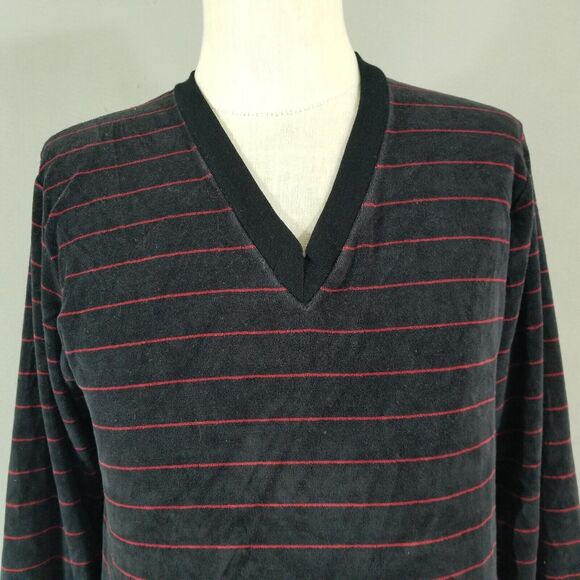 Macy's Men's Store velour sweater men's medium black long sleeve vintage 1980s - Picture 2 of 11